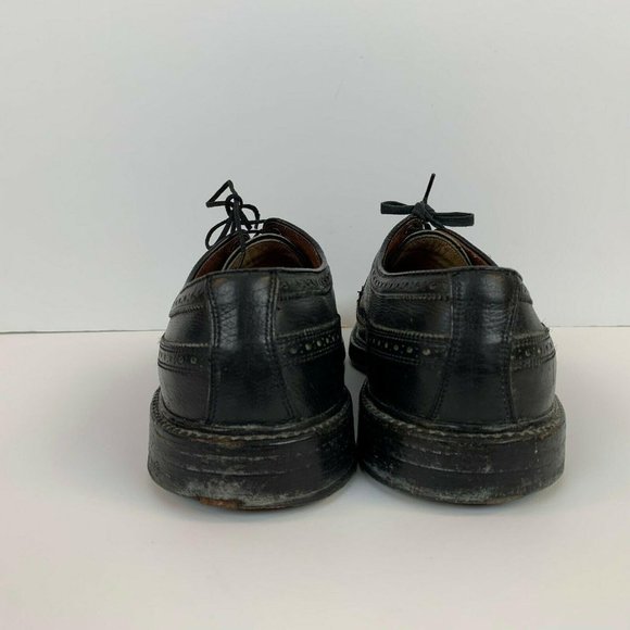 Keith Highlanders Long Wingtip Oxfords Vtg Leather Lace Up Black 12821R Size 9 - Picture 4 of 7